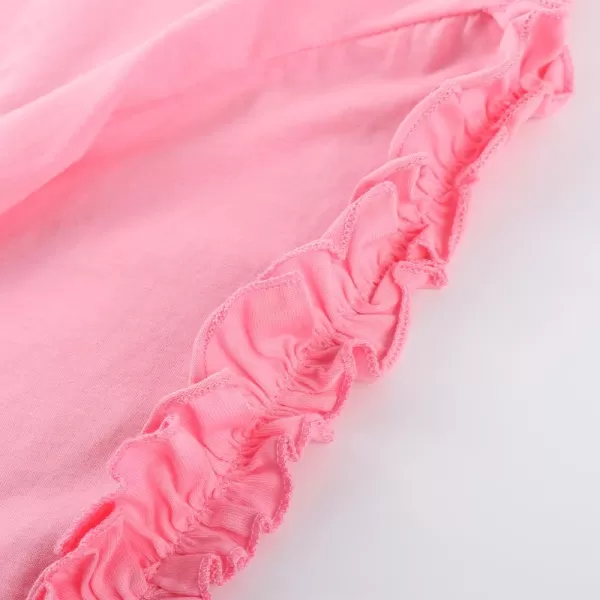 Noomelfish Girls Ruffle Long Sleeve TShirts Solid Color Tee Tops Blouse 512 YearsPink