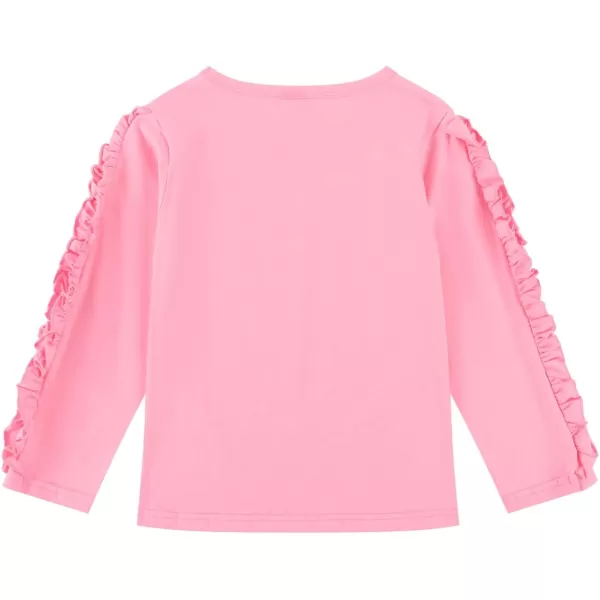 Noomelfish Girls Ruffle Long Sleeve TShirts Solid Color Tee Tops Blouse 512 YearsPink