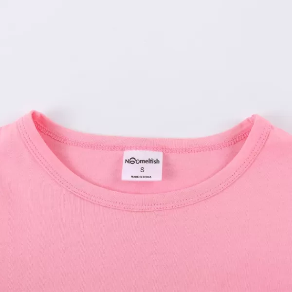 Noomelfish Girls Ruffle Long Sleeve TShirts Solid Color Tee Tops Blouse 512 YearsPink