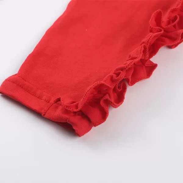 Noomelfish Girls Ruffle Long Sleeve TShirts Solid Color Tee Tops Blouse 512 YearsRed