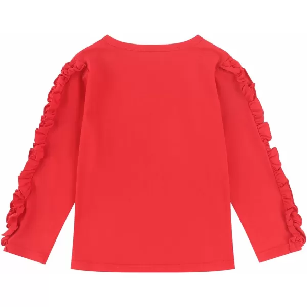 Noomelfish Girls Ruffle Long Sleeve TShirts Solid Color Tee Tops Blouse 512 YearsRed