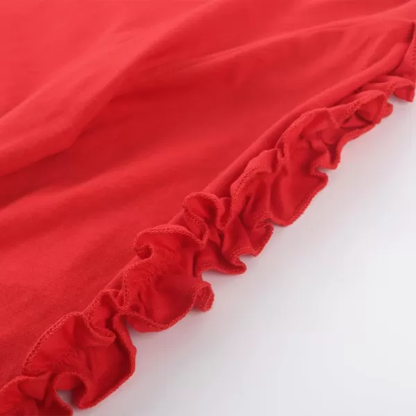 Noomelfish Girls Ruffle Long Sleeve TShirts Solid Color Tee Tops Blouse 512 YearsRed