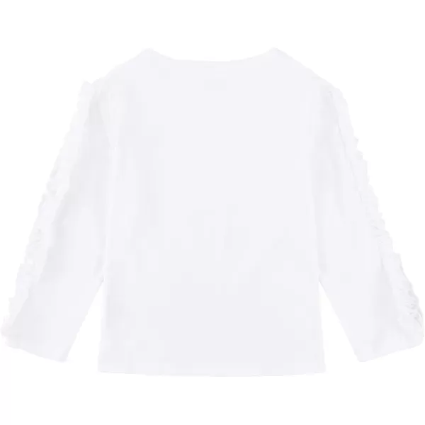 Noomelfish Girls Ruffle Long Sleeve TShirts Solid Color Tee Tops Blouse 512 YearsWhite
