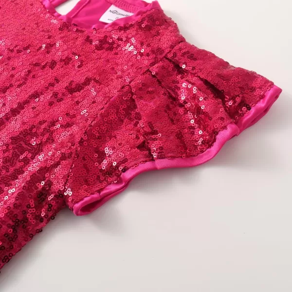 Noomelfish Girls Short Sleeve Sequin Shirts Party Glitter Sparkly Tops Blouse 512 YearsHot Pink