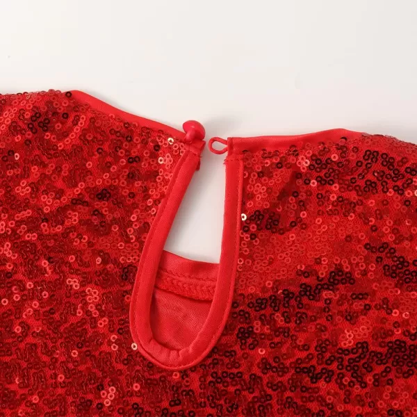 Noomelfish Girls Short Sleeve Sequin Shirts Party Glitter Sparkly Tops Blouse 512 YearsRed