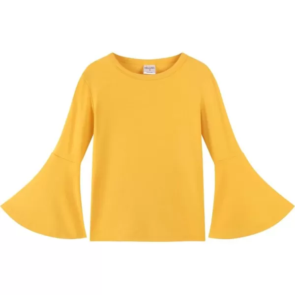 Noomelfish Girls Long Bell Sleeve Top Cute Western Shirts Blouse 512 YearsGold Yellow