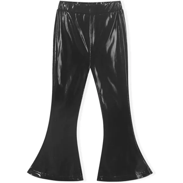 Noomelfish Girls Metallic Flare Leggings Pants Kids Yoga Disco Dance Bell Bottoms 512 YearsBlack