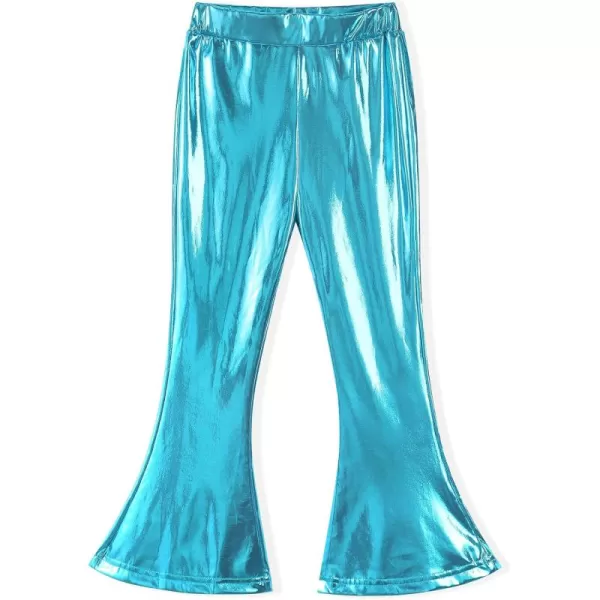 Noomelfish Girls Metallic Flare Leggings Pants Kids Yoga Disco Dance Bell Bottoms 512 YearsBlue