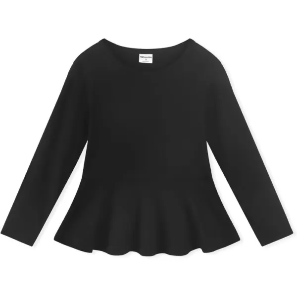 Noomelfish Girls Peplum Tunic Tops Cute Long Sleeve Shirts Blouses 512 YearsBlack
