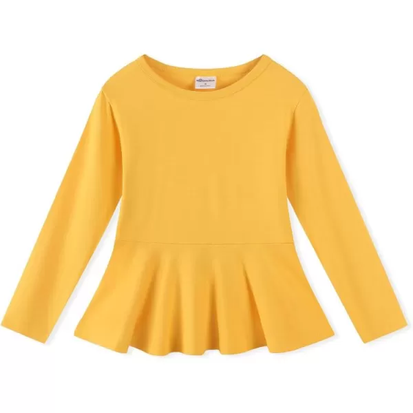 Noomelfish Girls Peplum Tunic Tops Cute Long Sleeve Shirts Blouses 512 YearsGlod Yellow