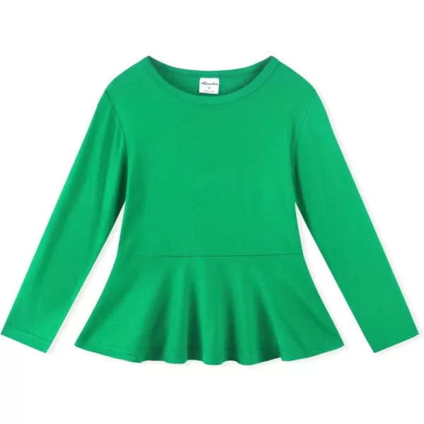 Noomelfish Girls Peplum Tunic Tops Cute Long Sleeve Shirts Blouses 512 YearsGreen
