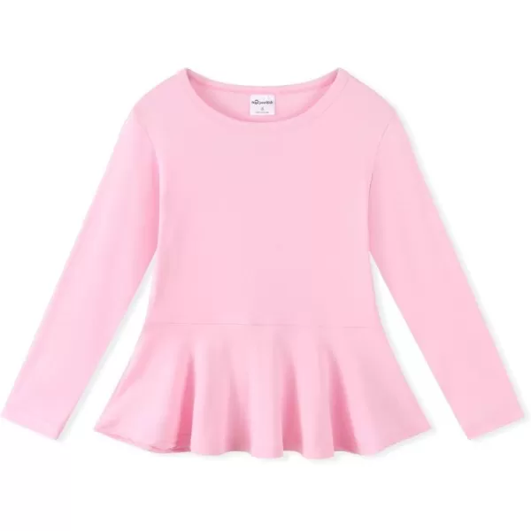 Noomelfish Girls Peplum Tunic Tops Cute Long Sleeve Shirts Blouses 512 YearsPink