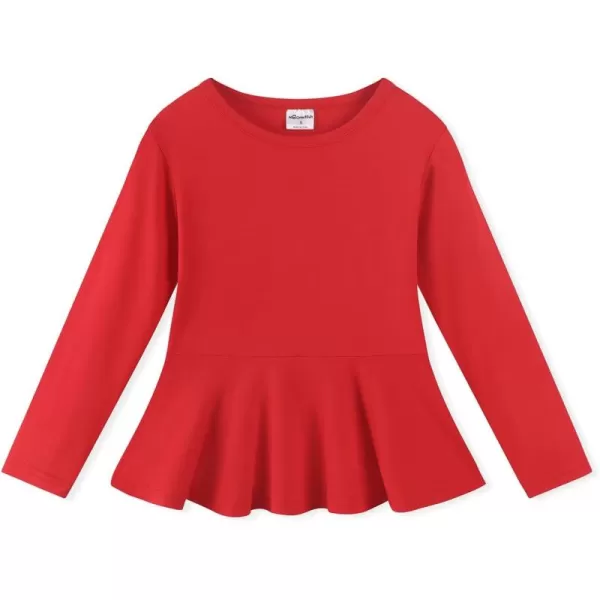 Noomelfish Girls Peplum Tunic Tops Cute Long Sleeve Shirts Blouses 512 YearsRed