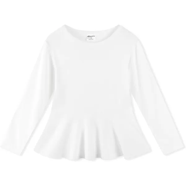 Noomelfish Girls Peplum Tunic Tops Cute Long Sleeve Shirts Blouses 512 YearsWhite