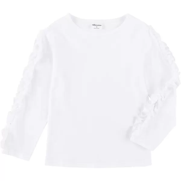 Noomelfish Girls Ruffle Long Sleeve TShirts Solid Color Tee Tops Blouse 512 YearsWhite