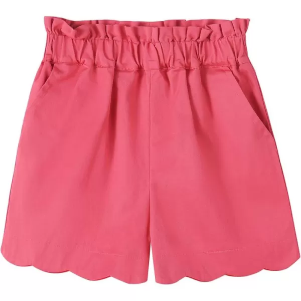 Noomelfish Girls Scalloped Stretch Twill Pull On Shorts with Pockets 512 YearsHot Pink