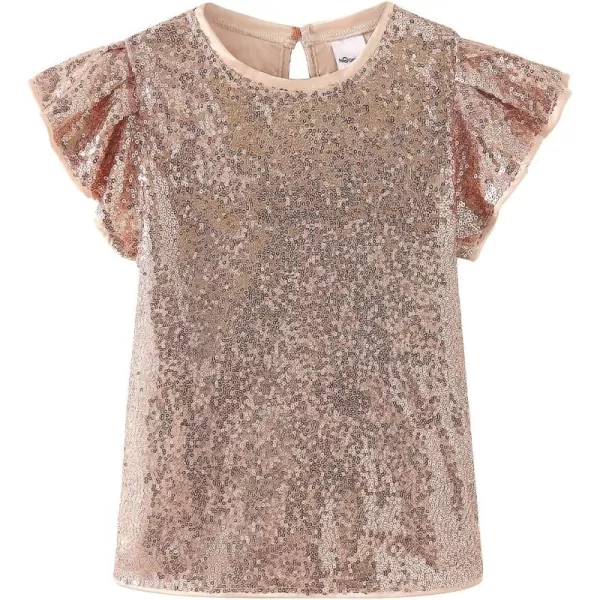 Noomelfish Girls Short Sleeve Sequin Shirts Party Glitter Sparkly Tops Blouse 512 YearsChampagne