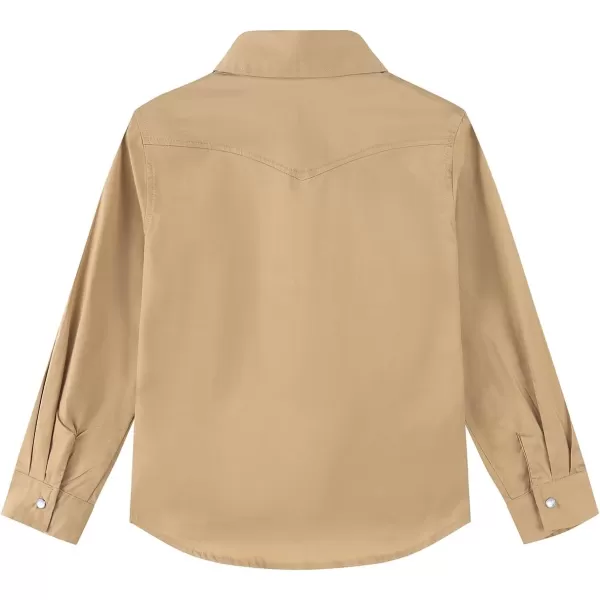 Noomelfish Girls Button Down Western Shirt Cowgirl Long Sleeve Blouse Tops 512 YearsKhaki