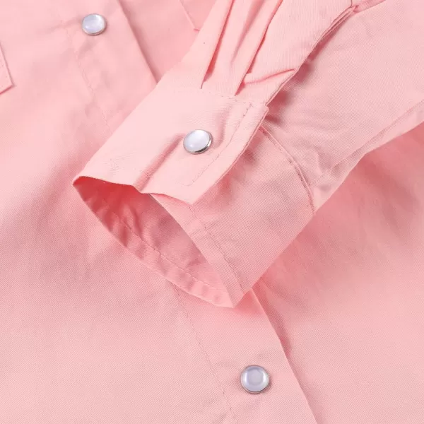 Noomelfish Girls Button Down Western Shirt Cowgirl Long Sleeve Blouse Tops 512 YearsPink