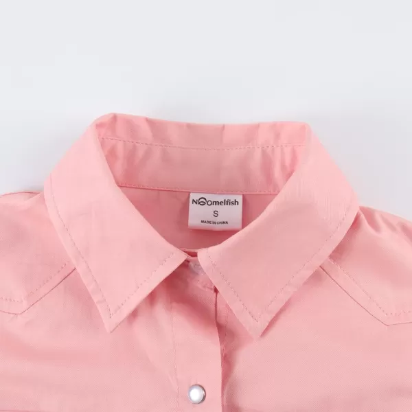 Noomelfish Girls Button Down Western Shirt Cowgirl Long Sleeve Blouse Tops 512 YearsPink