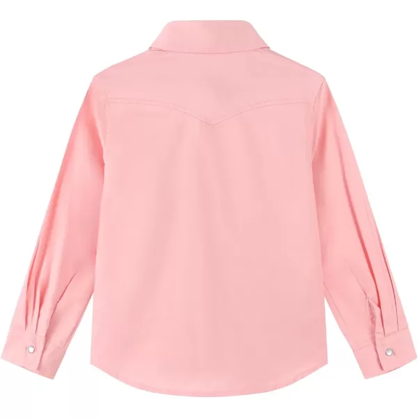 Noomelfish Girls Button Down Western Shirt Cowgirl Long Sleeve Blouse Tops 512 YearsPink