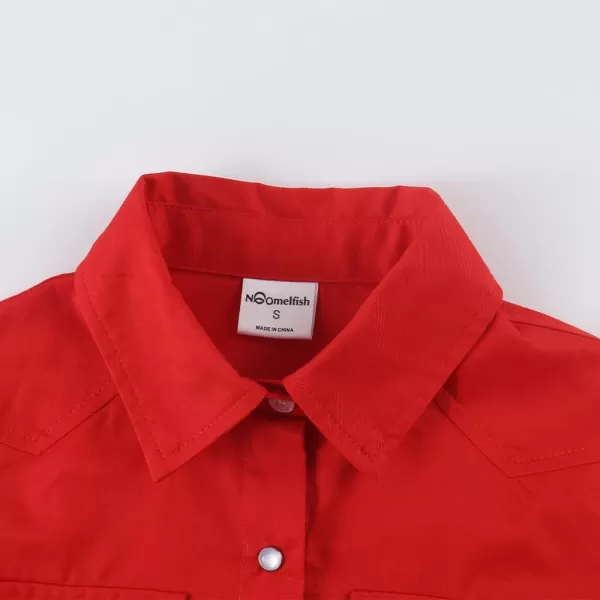 Noomelfish Girls Button Down Western Shirt Cowgirl Long Sleeve Blouse Tops 512 YearsRed