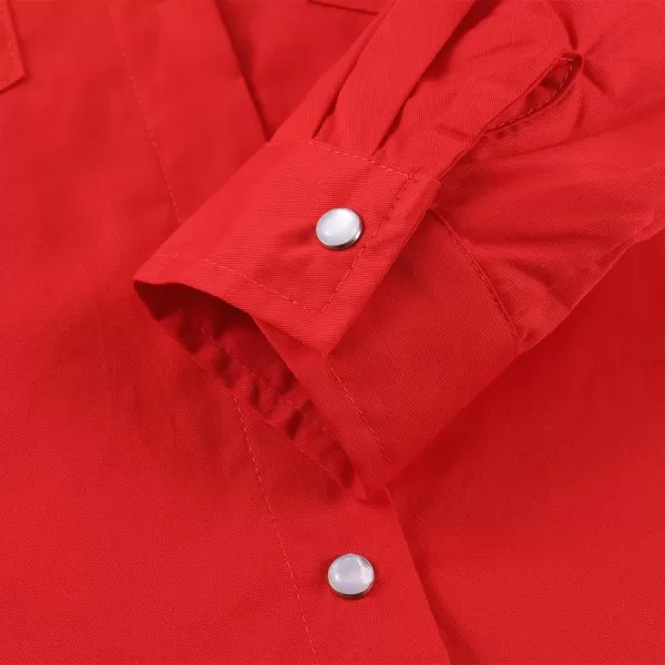 Noomelfish Girls Button Down Western Shirt Cowgirl Long Sleeve Blouse Tops 512 YearsRed