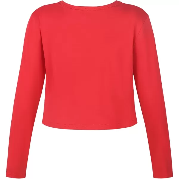 Noomelfish Girls Long Sleeve Crop Tops Kids Cute Dance Cropped TShirts 514 YearsRed