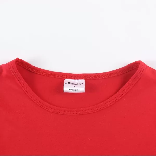 Noomelfish Girls Long Sleeve Crop Tops Kids Cute Dance Cropped TShirts 514 YearsRed