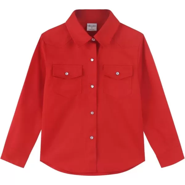 Noomelfish Girls Button Down Western Shirt Cowgirl Long Sleeve Blouse Tops 512 YearsRed