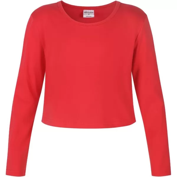 Noomelfish Girls Long Sleeve Crop Tops Kids Cute Dance Cropped TShirts 514 YearsRed