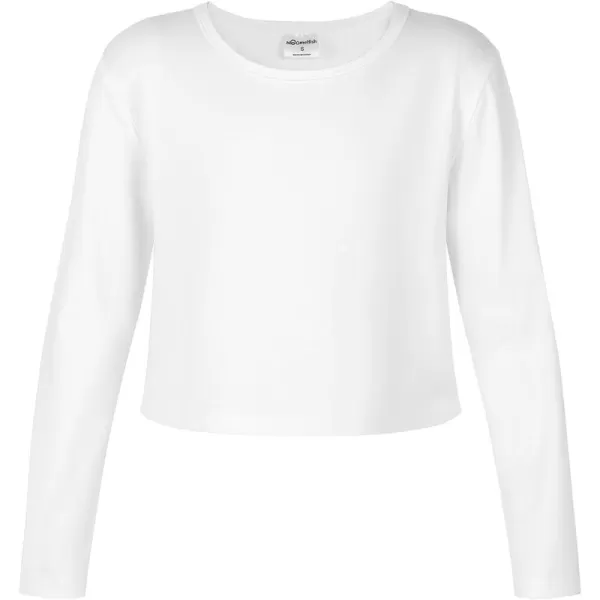 Noomelfish Girls Long Sleeve Crop Tops Kids Cute Dance Cropped TShirts 514 YearsWhite