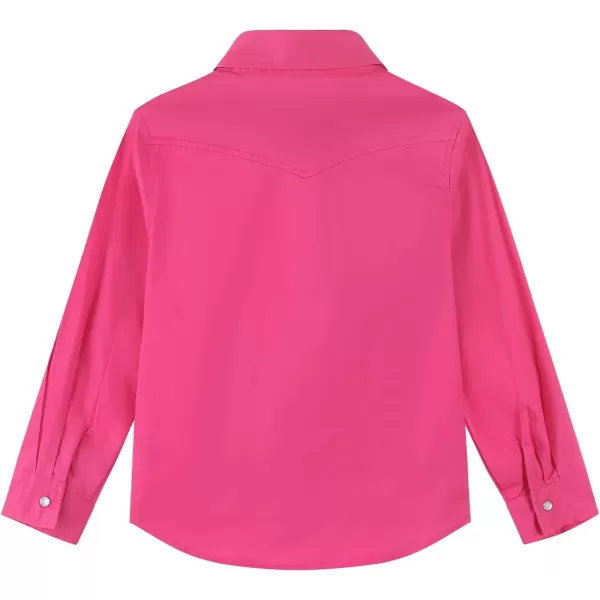 Noomelfish Girls Button Down Western Snap Shirt Cowgirl Long Sleeve Blouse Tops 512 YearsHot Pink