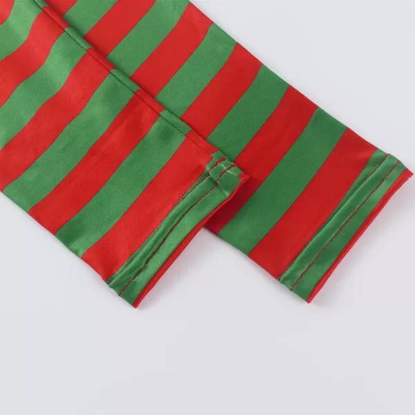 imageNoomelfish Girls Printed Leggings Soft Full Length Stretch Pants 412 YearsRed and Green Striped