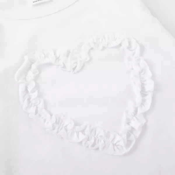 imageNoomelfish Girls Ruffle Heart TShirts Cute Long Sleeve Tee Tops 412 YearsSolid White