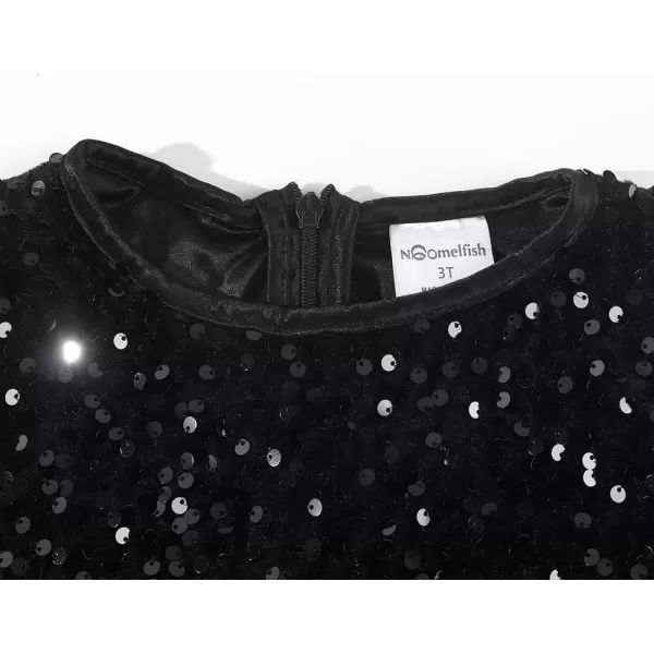imageNoomelfish Girls Sequin Velvet Tutu Dress Toddler Tulle Sparkly Long Sleeve Fall Winter Party Dresses 38 YearsBlack