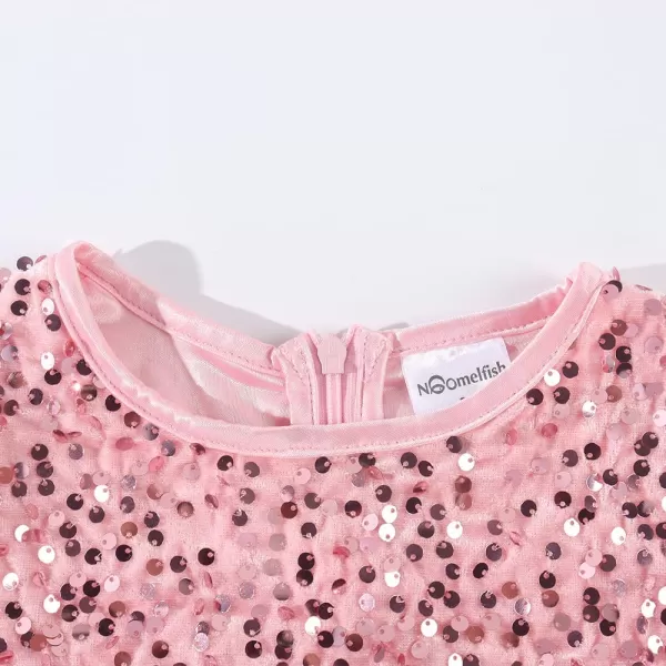 imageNoomelfish Girls Sequin Velvet Tutu Dress Toddler Tulle Sparkly Long Sleeve Fall Winter Party Dresses 38 YearsPink