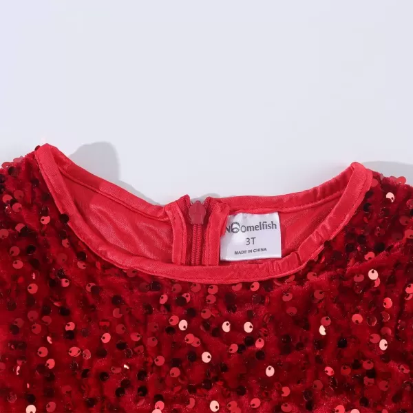 imageNoomelfish Girls Sequin Velvet Tutu Dress Toddler Tulle Sparkly Long Sleeve Fall Winter Party Dresses 38 YearsRed