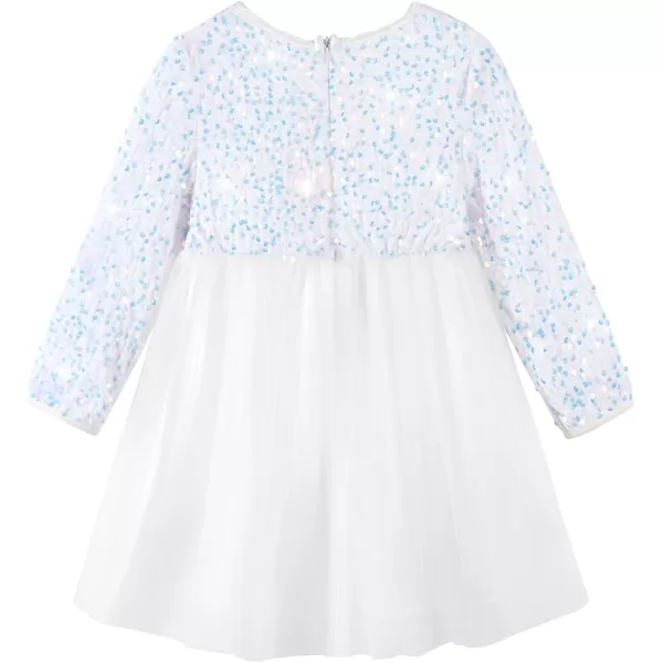 imageNoomelfish Girls Sequin Velvet Tutu Dress Toddler Tulle Sparkly Long Sleeve Fall Winter Party Dresses 38 YearsWhite