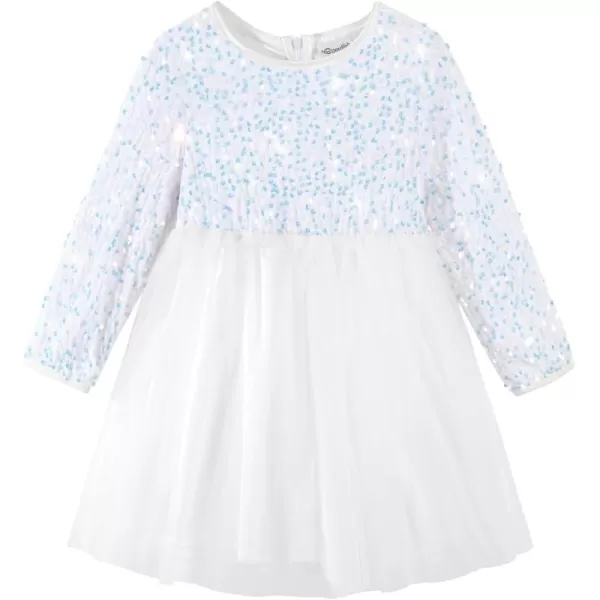 imageNoomelfish Girls Sequin Velvet Tutu Dress Toddler Tulle Sparkly Long Sleeve Fall Winter Party Dresses 38 YearsWhite