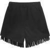 imageNoomelfish Kids Faux Suede Fringe Shorts Tassel Cowgirl Outfits with Pockets 512 YearsBlack