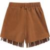 imageNoomelfish Kids Faux Suede Fringe Shorts Tassel Cowgirl Outfits with Pockets 512 YearsBrown