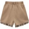 imageNoomelfish Kids Faux Suede Fringe Shorts Tassel Cowgirl Outfits with Pockets 512 YearsKhaki