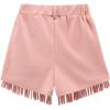 imageNoomelfish Kids Faux Suede Fringe Shorts Tassel Cowgirl Outfits with Pockets 512 YearsPink