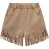 imageNoomelfish Kids Faux Suede Fringe Shorts Tassel Cowgirl Outfits with Pockets 512 YearsKhaki