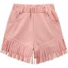 imageNoomelfish Kids Faux Suede Fringe Shorts Tassel Cowgirl Outfits with Pockets 512 YearsPink