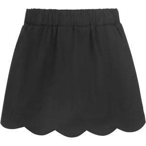 imageNoomelfish Girls Scalloped Uniform Skirts Stretch Cute School Skort with Pockets 512 YearsBlack