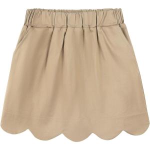 imageNoomelfish Girls Scalloped Uniform Skirts Stretch Cute School Skort with Pockets 512 YearsKhaki