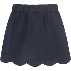 imageNoomelfish Girls Scalloped Uniform Skirts Stretch Cute School Skort with Pockets 512 YearsNavy Blue