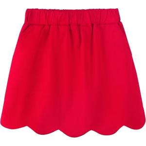 imageNoomelfish Girls Scalloped Uniform Skirts Stretch Cute School Skort with Pockets 512 YearsRed